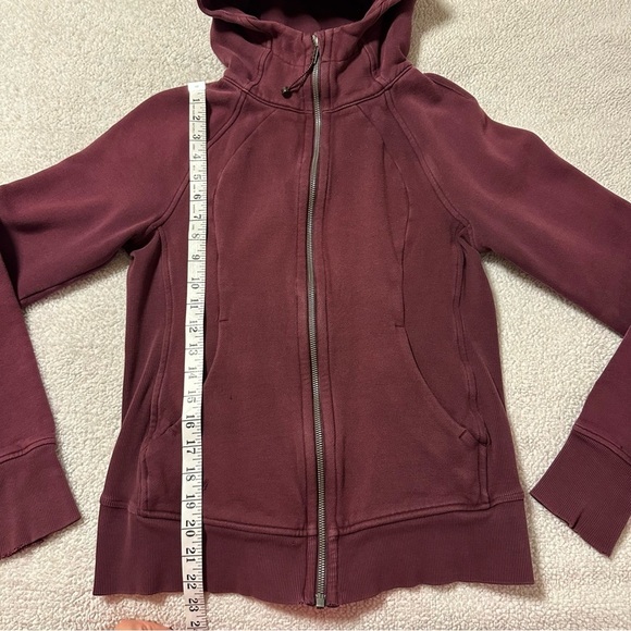 Lululemon Scuba Hoodie Light Cotton Fleece Full Zip Sweatshirt Burgundy Red - Picture 7 of 13